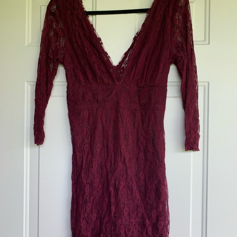 Free People fitted burgundy dress - Picture 2 of 4